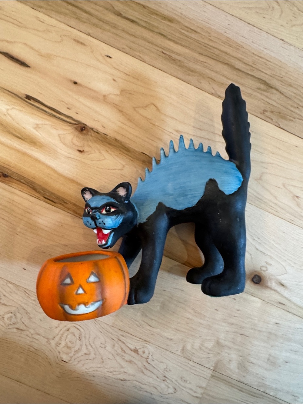 Vintage Halloween decor-cat candle holder decoration pumpkin